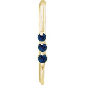 14K Yellow Gold Lab-Grown Blue Sapphire Three-Stone Earring Top