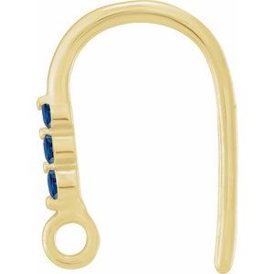 14K Yellow Gold Lab-Grown Blue Sapphire Three-Stone Earring Top