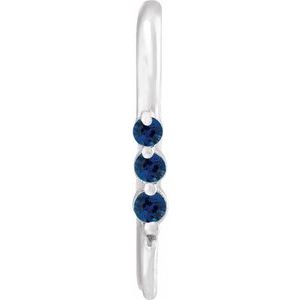 14K White Gold Lab-Grown Blue Sapphire Three-Stone Earring Top