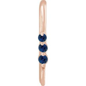 14K Rose Gold Lab-Grown Blue Sapphire Three-Stone Earring Top