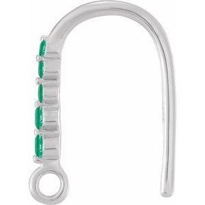 14K White Gold Lab-Grown Emerald Five-Stone Earring Top