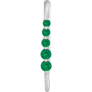 14K White Gold Lab-Grown Emerald Five-Stone Earring Top
