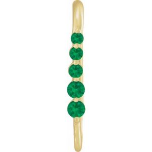 14K Yellow Gold Lab-Grown Emerald Five-Stone Earring Top