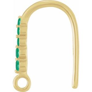 14K Yellow Gold Lab-Grown Emerald Five-Stone Earring Top