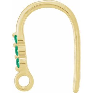 14K Yellow Gold Lab-Grown Emerald Three-Stone Earring Top