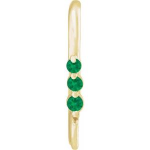 14K Yellow Gold Lab-Grown Emerald Three-Stone Earring Top