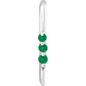 14K White Gold Lab-Grown Emerald Three-Stone Earring Top