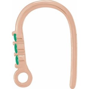 14K Rose Gold Lab-Grown Emerald Three-Stone Earring Top