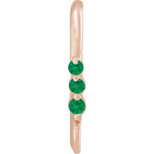 14K Rose Gold Lab-Grown Emerald Three-Stone Earring Top