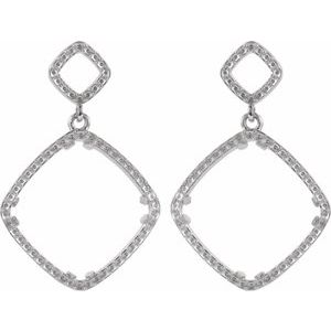 Sterling Silver 14x14 mm Cushion Accented Earring Mounting – image 2