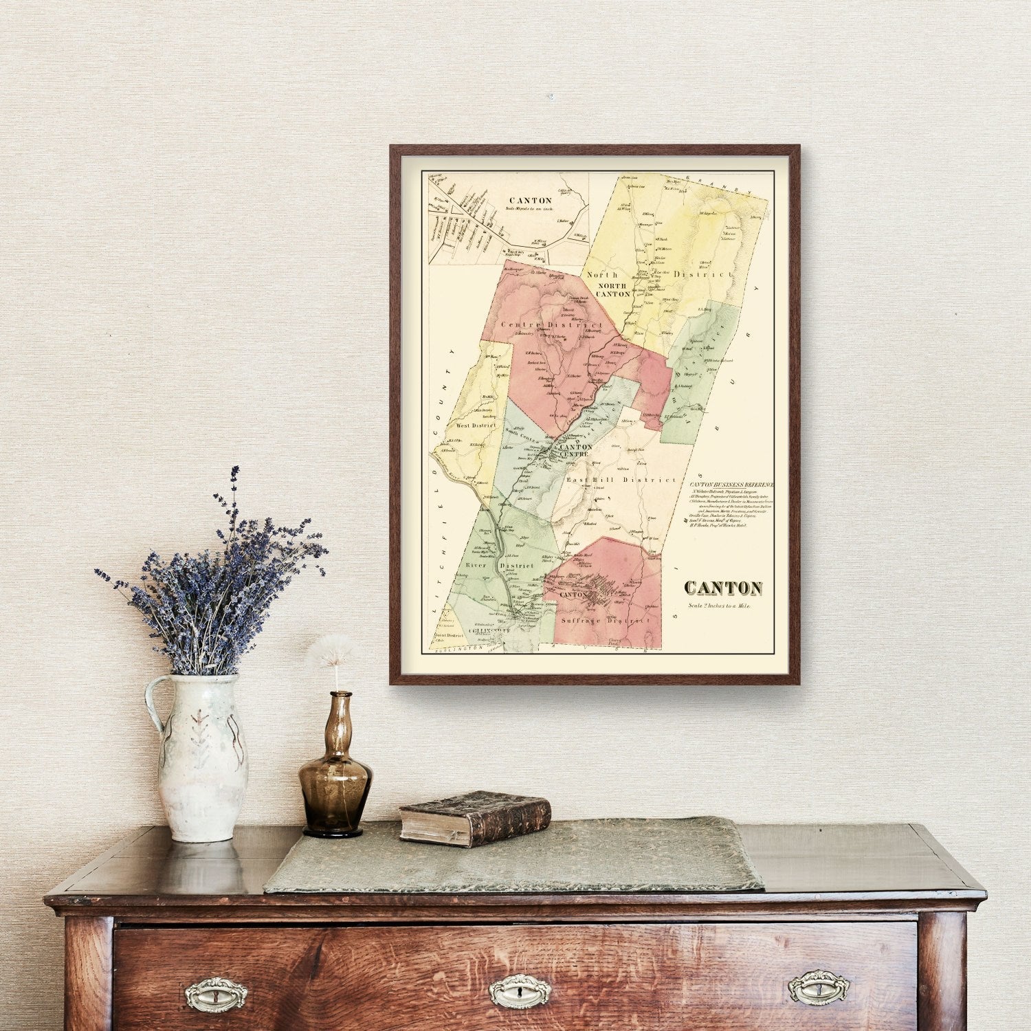 Vintage Map of Canton, Connecticut 1869