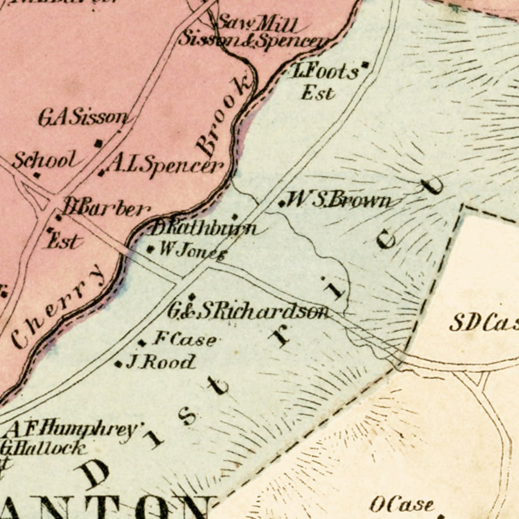 Vintage Map of Canton, Connecticut 1869