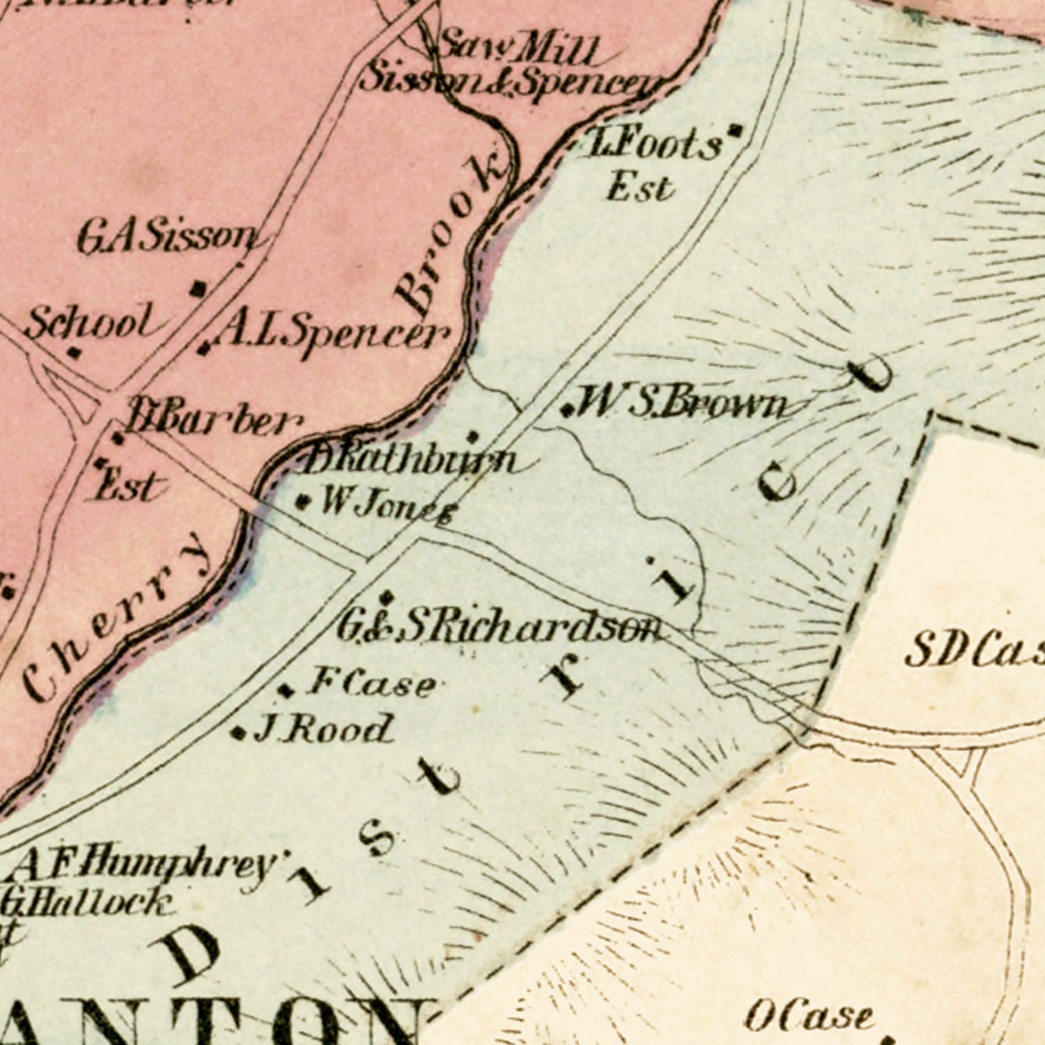 Vintage Map of Canton, Connecticut 1869