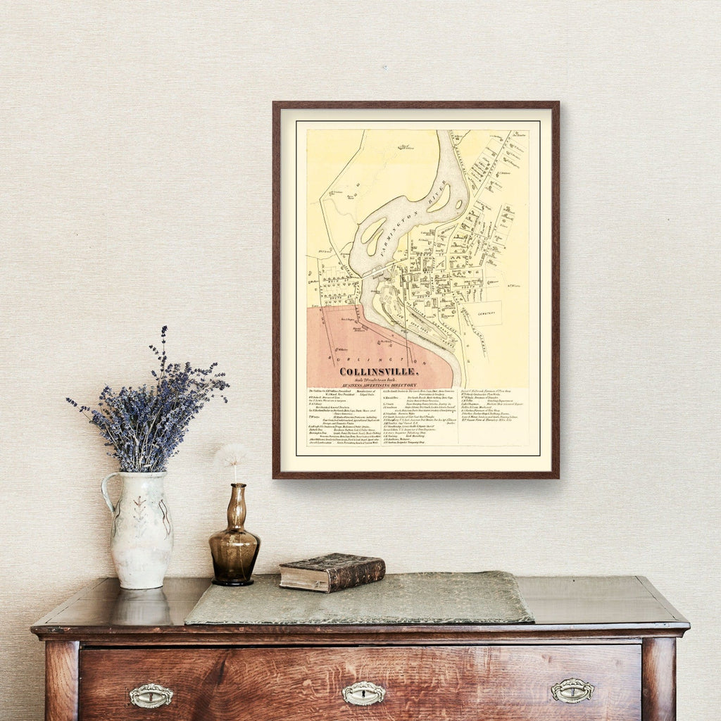 Vintage Map of Collinsville, Connecticut 1869