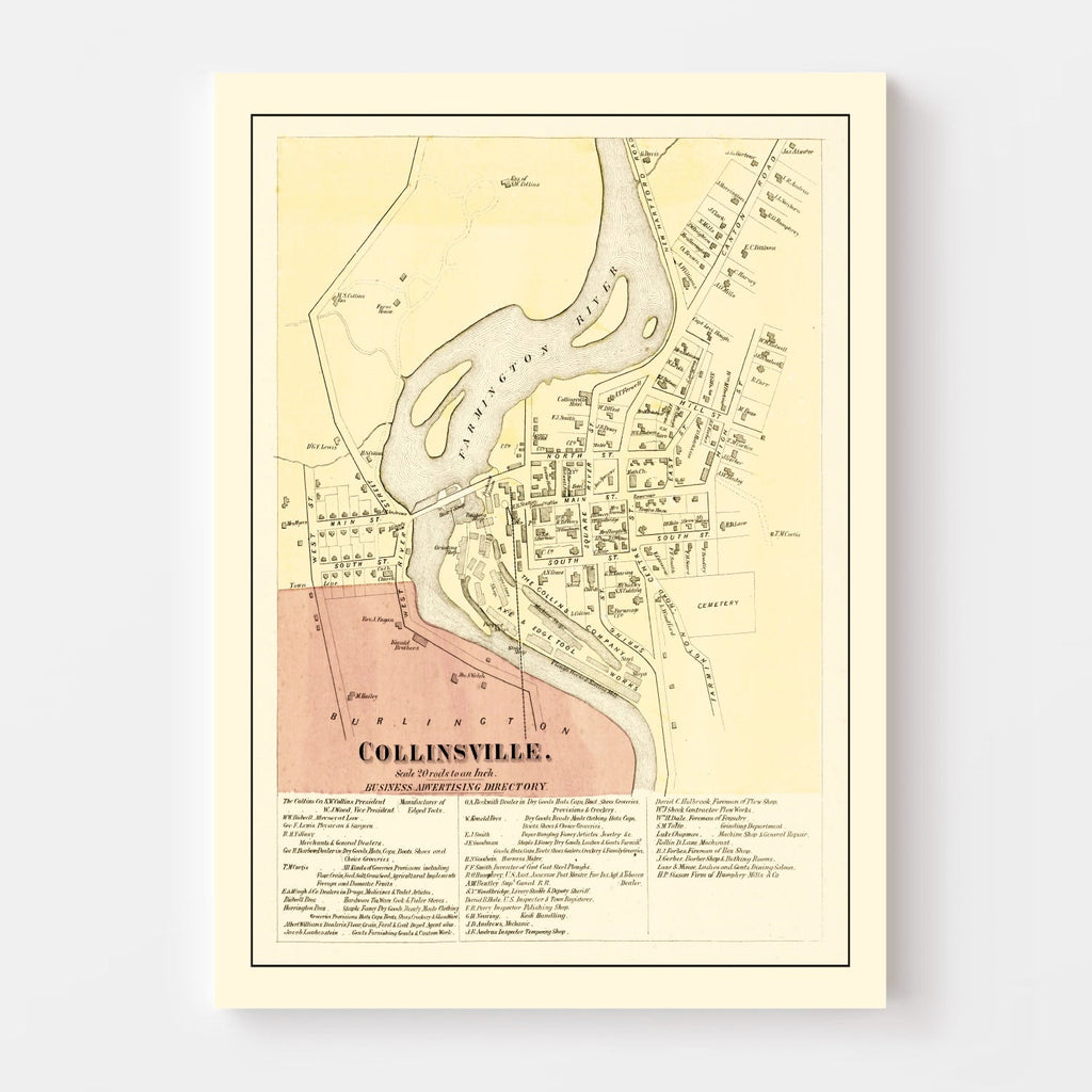 Vintage Map of Collinsville, Connecticut 1869