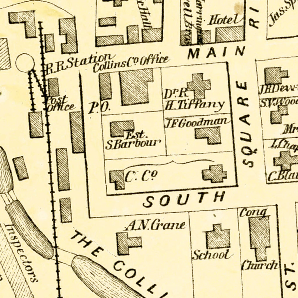 Vintage Map of Collinsville, Connecticut 1869