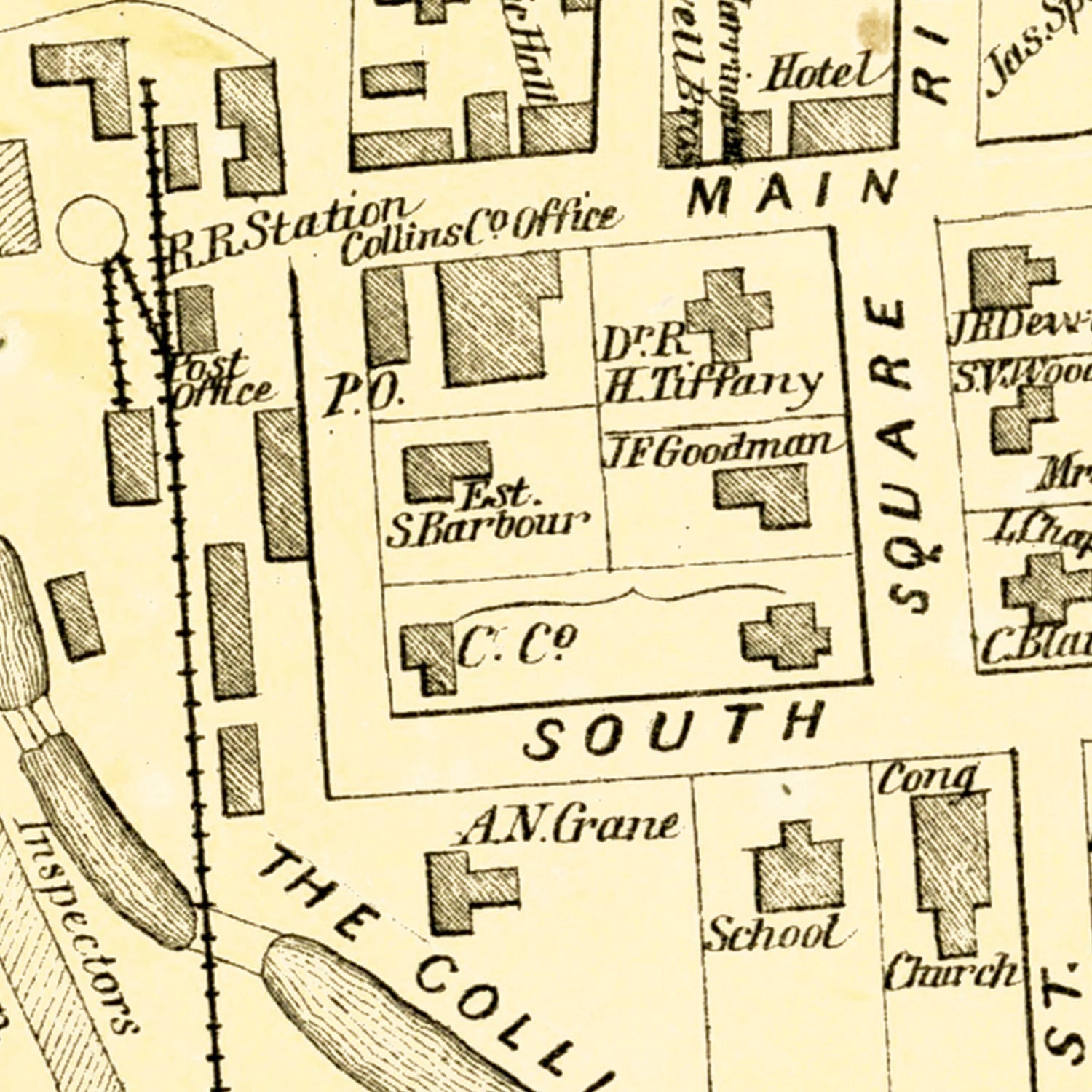 Vintage Map of Collinsville, Connecticut 1869