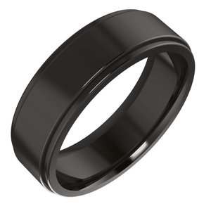 Zirconium 6 mm Stepped-Edge Comfort-Fit Flat Band Size 10