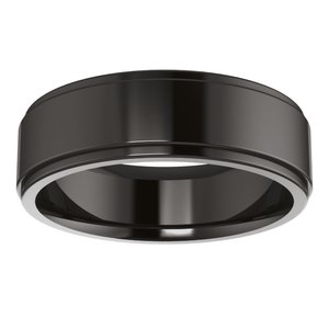Zirconium 6 mm Stepped-Edge Comfort-Fit Flat Band Size 10