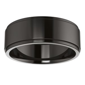 Zirconium 7 mm Stepped-Edge Comfort-Fit Flat Band Size 12