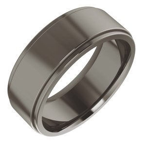Titanium 7 mm Stepped-Edge Comfort-Fit Flat Band Size 8