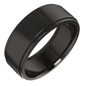 Zirconium 7 mm Stepped-Edge Comfort-Fit Flat Band Size 9