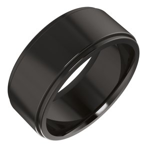 Zirconium 8 mm Stepped-Edge Comfort-Fit Flat Band Size 9