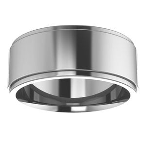 Cobalt 8 mm Stepped-Edge Comfort-Fit Flat Band Size 7.5