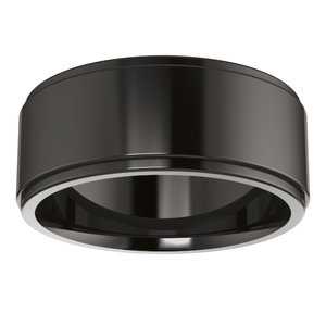 Zirconium 8 mm Stepped-Edge Comfort-Fit Flat Band Size 11.5
