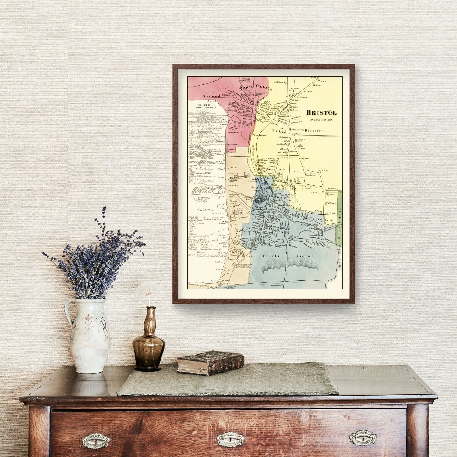 Vintage Map of Bristol, Connecticut 1869