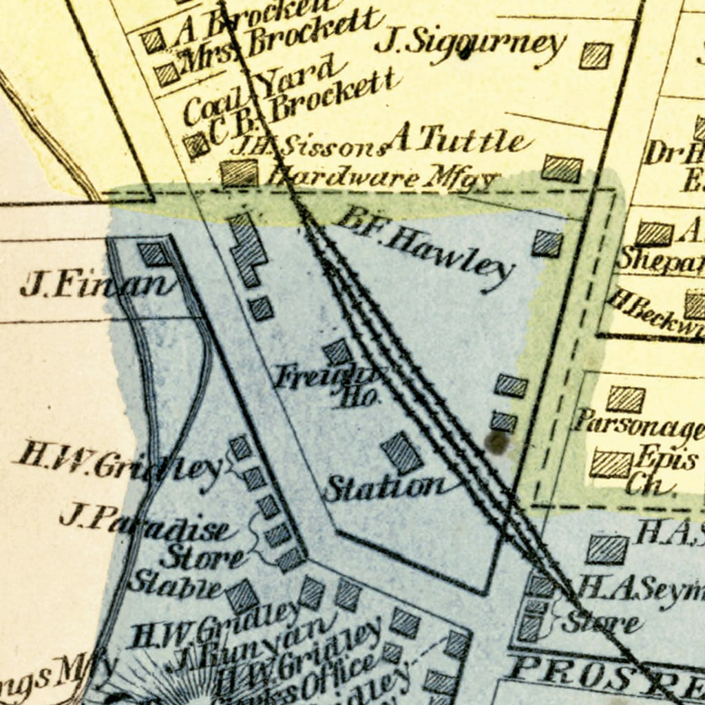 Vintage Map of Bristol, Connecticut 1869