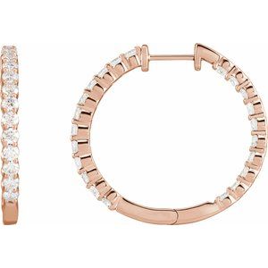 14K Rose Gold 3 CTW Natural Diamond Inside-Outside Hinged 30 mm Hoop Earrings