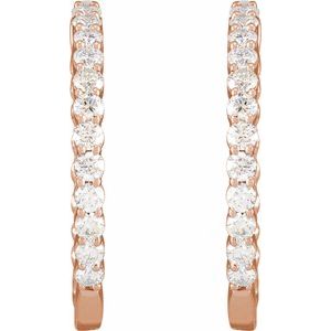 14K Rose Gold 3 CTW Natural Diamond Inside-Outside Hinged 30 mm Hoop Earrings – image 3