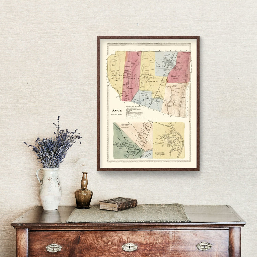 Vintage Map of Avon, Connecticut 1869