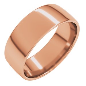 14K Rose 8 mm Lightweight Comfort-Fit European-Style Band Size 6