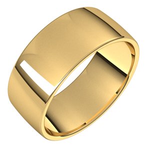 14K Yellow 9 mm Lightweight Comfort-Fit European-Style Band Size 20