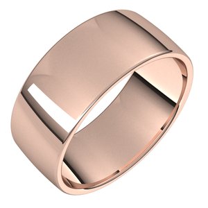 14K Rose 9 mm Lightweight Comfort-Fit European-Style Band Size 5