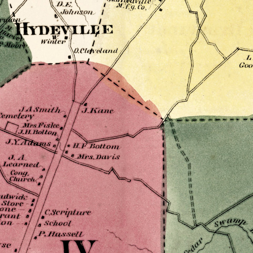 Vintage Map of Stafford, Connecticut 1869