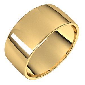 14K Yellow 10 mm Lightweight Comfort-Fit European-Style Band Size 16