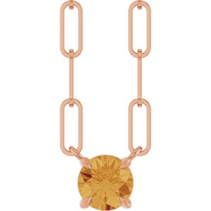 14K Rose Gold Natural Citrine 16" Necklace