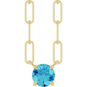 14K Yellow Gold Natural Blue Zircon 16" Necklace