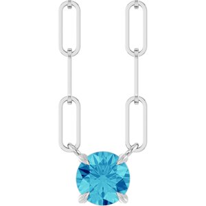14K White Gold Natural Blue Zircon 16" Necklace