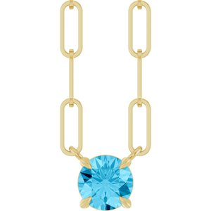 14K Yellow Gold Natural Aquamarine 16" Necklace