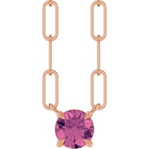 14K Rose Gold Natural Pink Tourmaline 16" Necklace