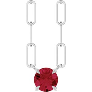 Sterling Silver Lab-Grown Ruby 16" Necklace