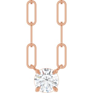 14K Rose Gold Natural White Sapphire 16" Necklace