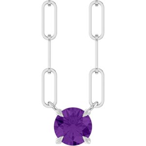 14K White Gold Natural Amethyst 16" Necklace