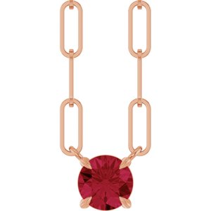 14K Rose Gold Natural Ruby 16" Necklace