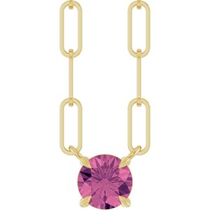 14K Yellow Gold Natural Pink Tourmaline 16" Necklace