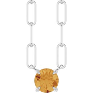 Sterling Silver Natural Citrine 16" Necklace